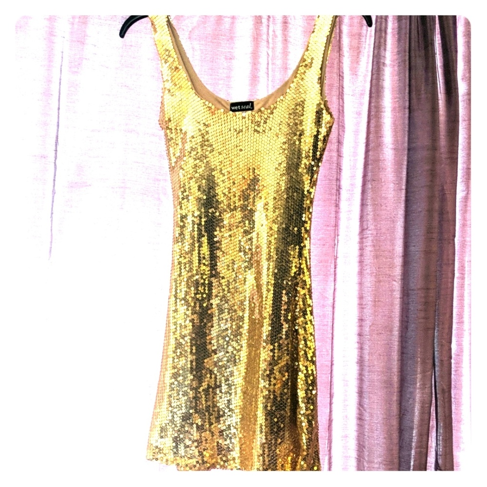 Gold sequined dress